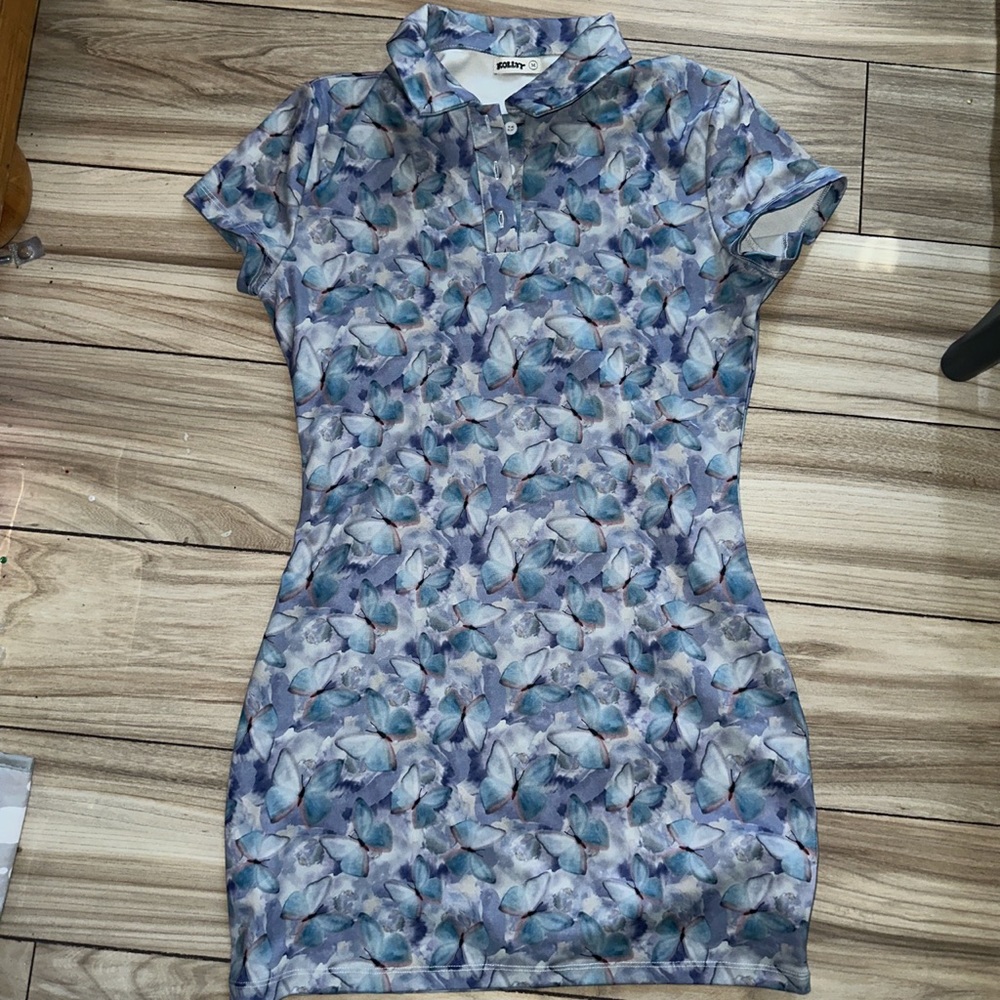 Kollyy medium butterfly collar short sleeve dress